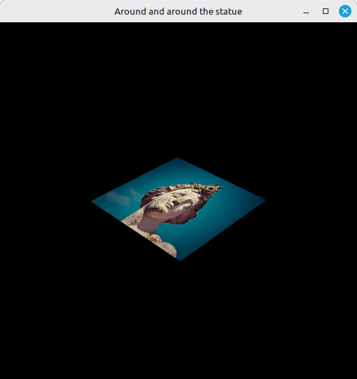 Vulkan window with the rotating quad textures with statue image