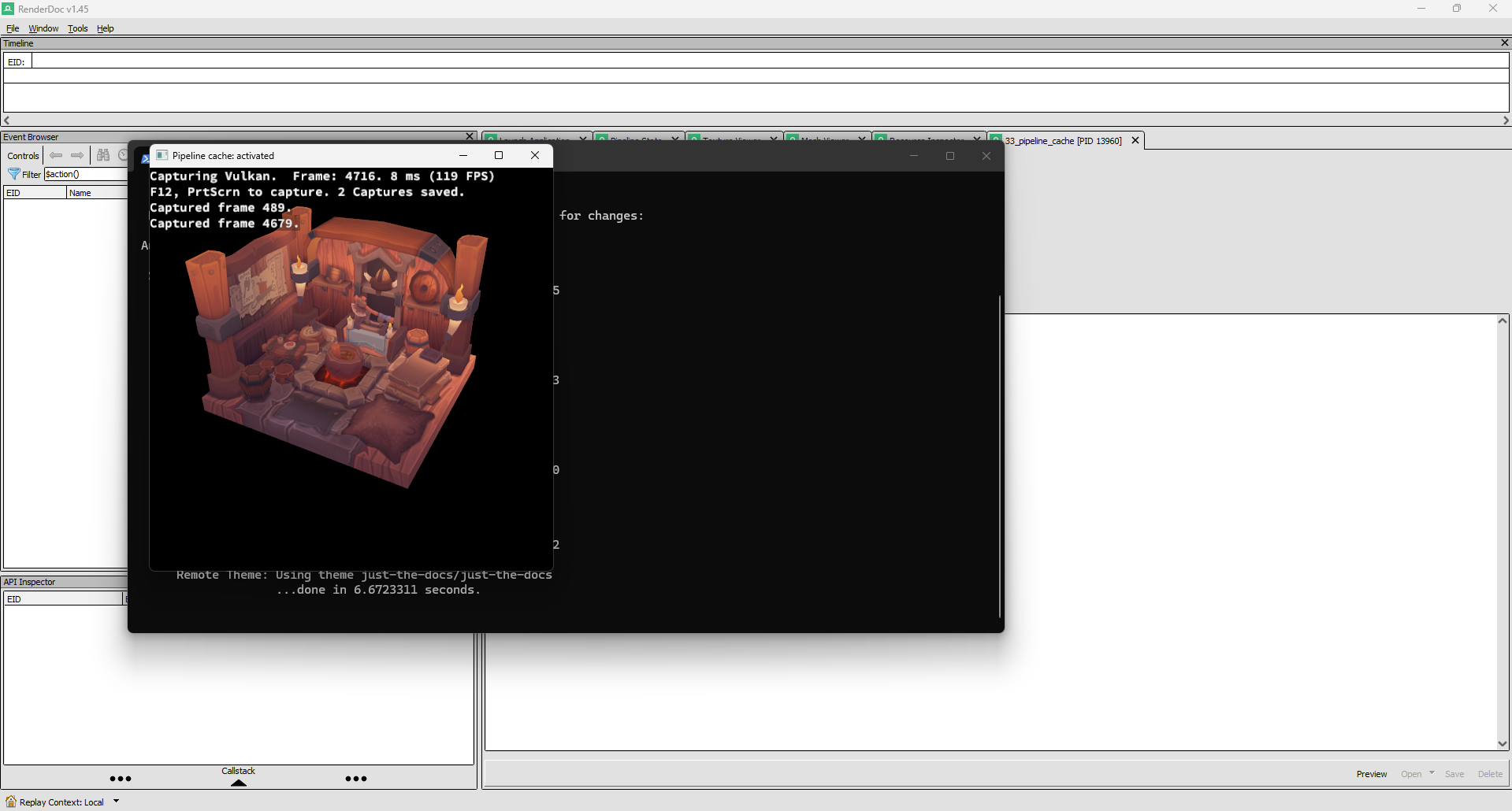 RenderDoc capture list
